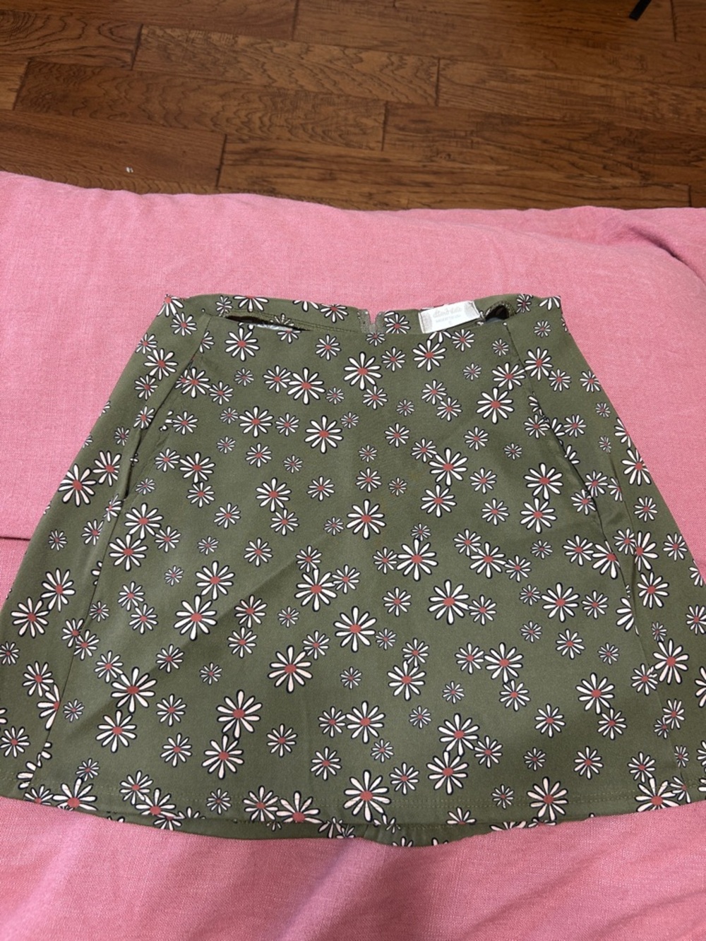 Altar'd State Olive Green Floral A-Line Mini Skirt